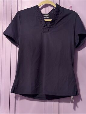 Women’s Short-Sleeve Ruffle V-Neck Top - navy